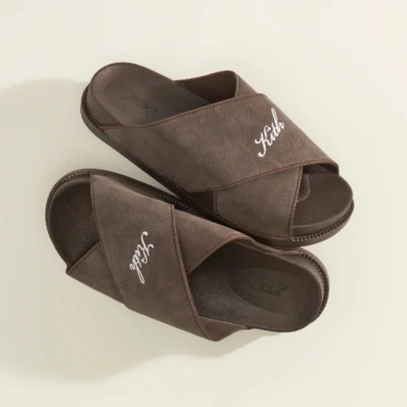 NWT KITH Criss Cross Brown Slides Sandals 40/US
